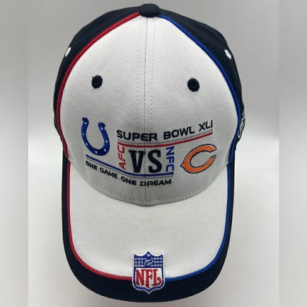 NWT NFL Super Bowl XLI Colts Bears Mens Baseball White/Black Cap